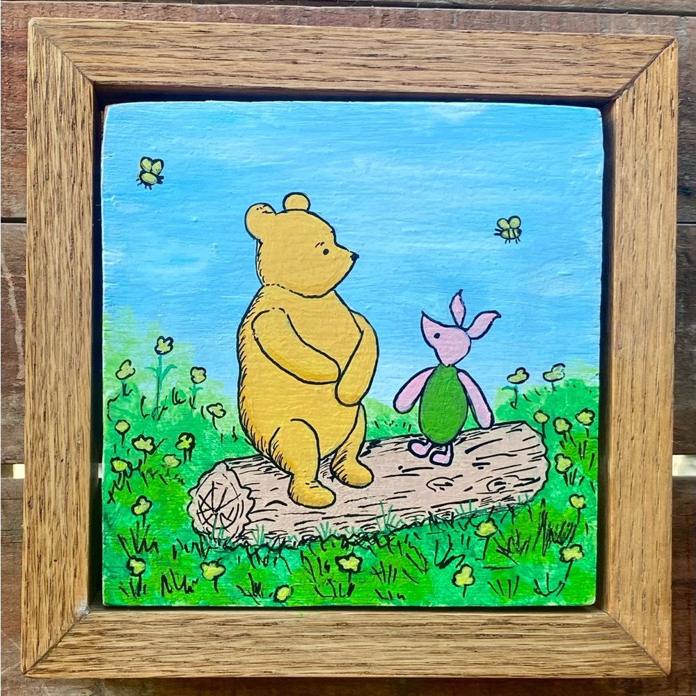 Acrylic Painting Hand Made Winnie The Pooh and Piglet, Nursery, Baby Shower
